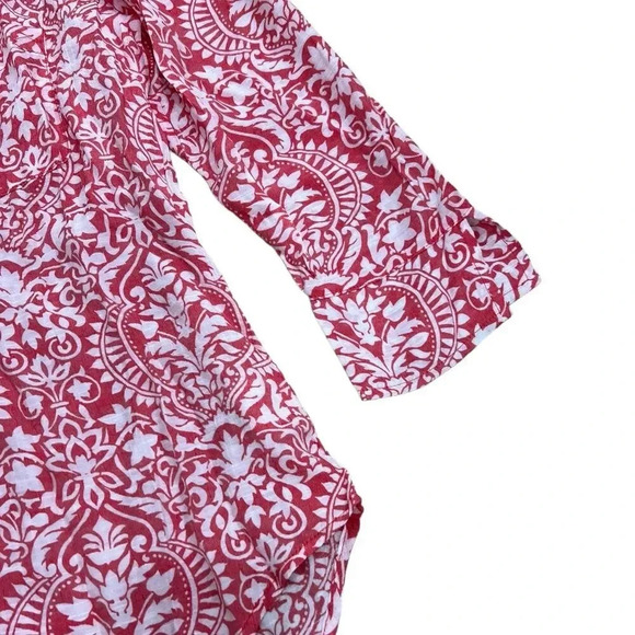 Fred David Red Floral Rayon Blouse S - Picture 2 of 4